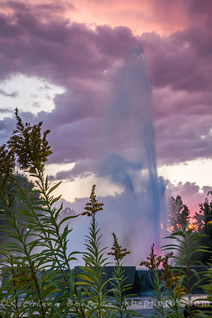 Ann Morrison Fountain at dusk
