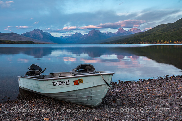 Boat beached at Lake McDonald